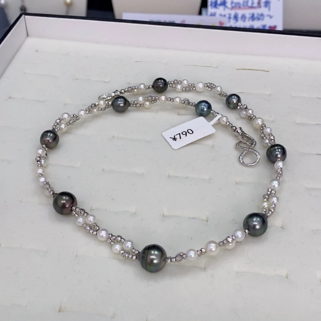 银S925镶嵌颈饰海水珍珠淘*大溪地项链不退不换忙