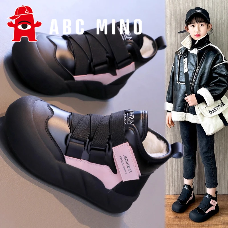 ABC MINO女童雪地靴冬季儿童大棉鞋加绒加厚中大童防水棉靴子保暖