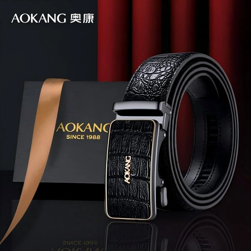 奥康皮带男士新款休闲自动扣真皮腰带商务牛皮百搭正品裤带裤腰带