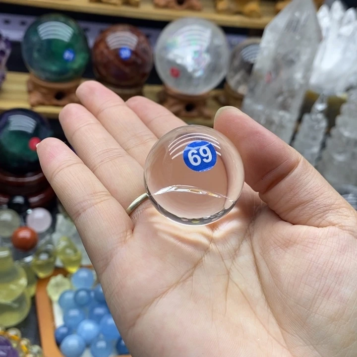 石材天然高透白水晶球