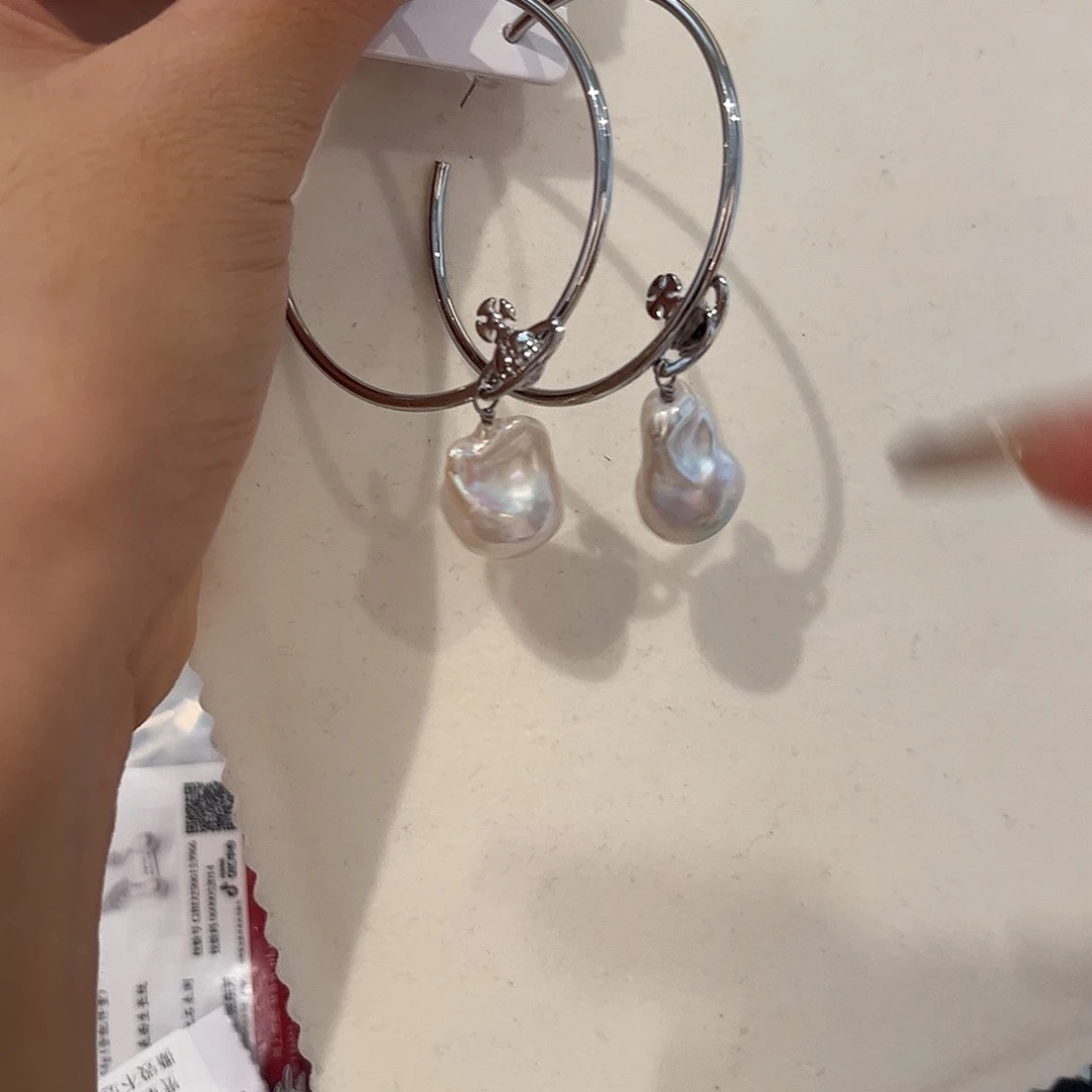 合金淡水珍珠耳饰