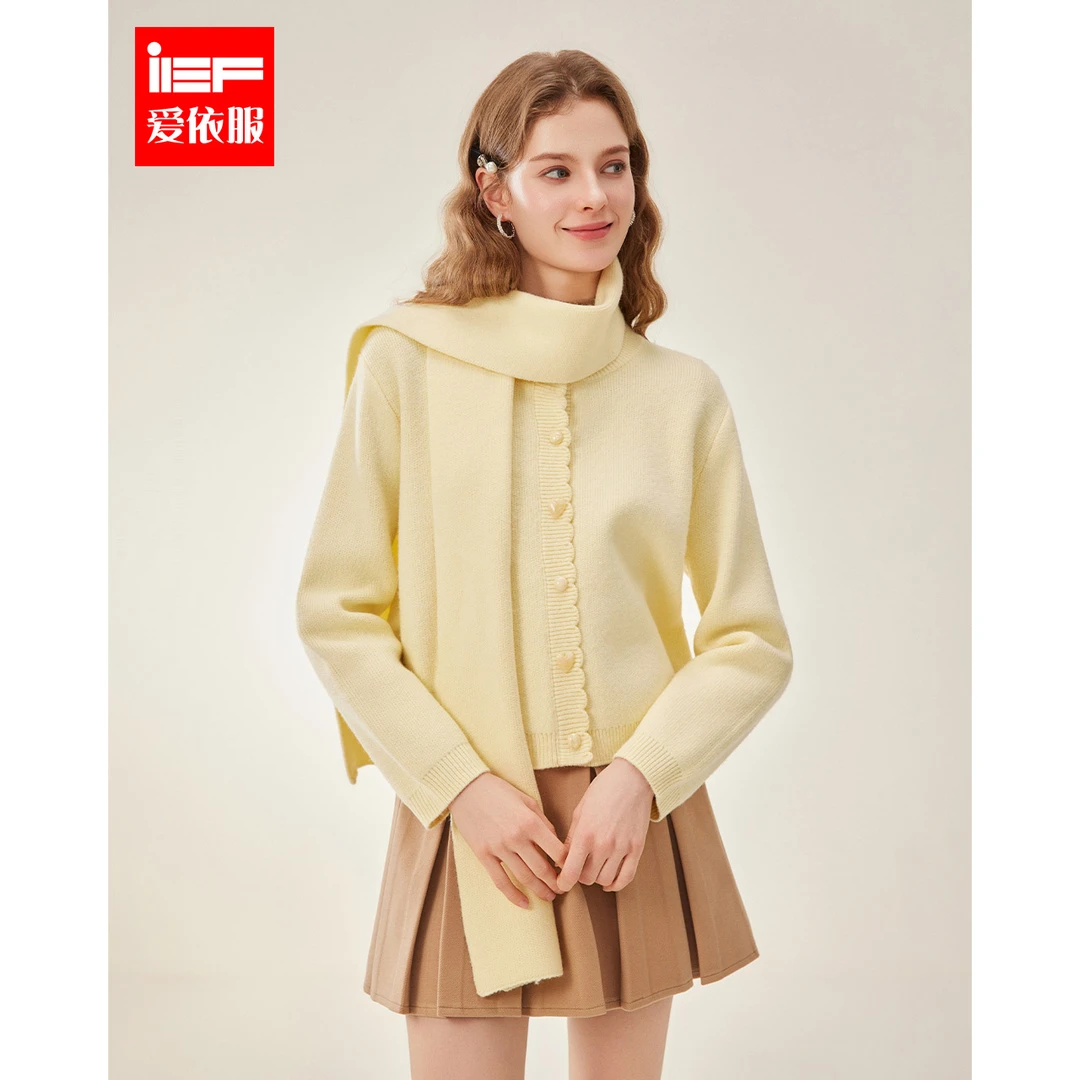 IEF/爱依服2025冬春新款法式甜美淑女气质温柔风通勤百搭毛织上衣