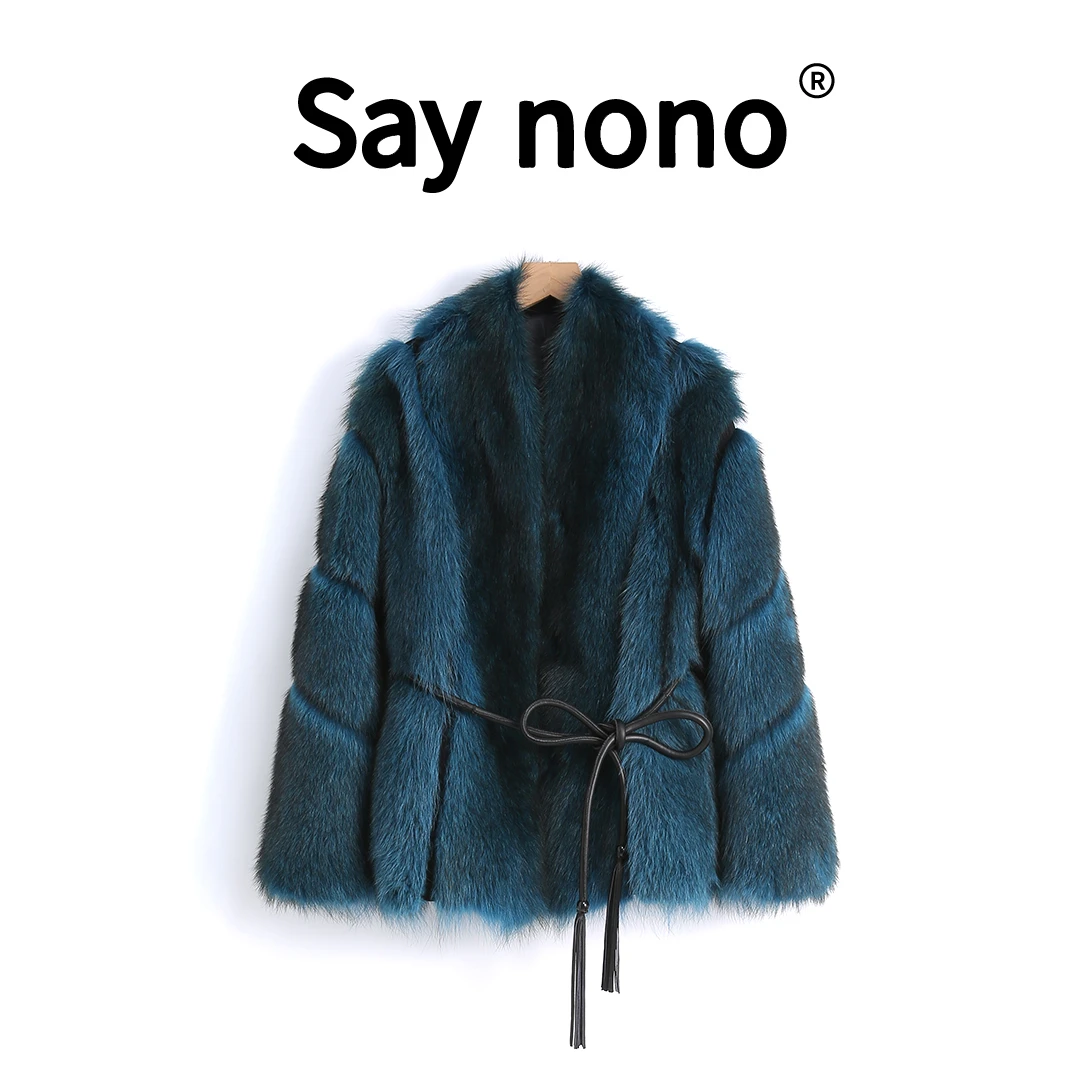 懒猫nono│Saynono 名流夜宴＿中长款皮毛一体皮草毛毛大衣/GS23161