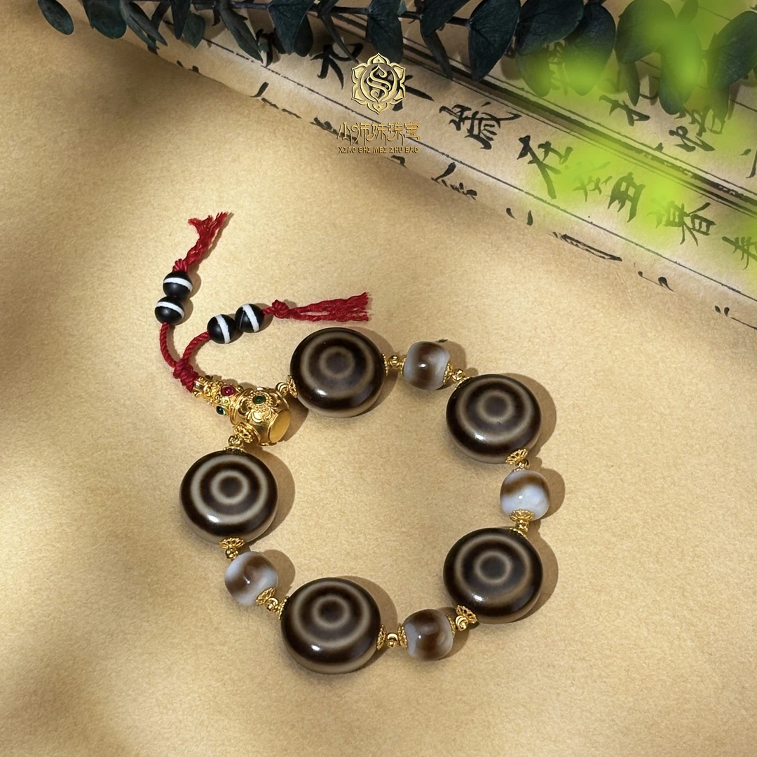 扶摇臻选|SK黑金北斗五行羊Y牙牙玛瑙银款手串
