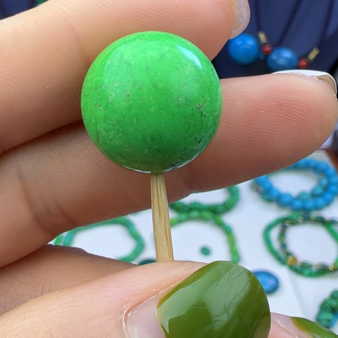 菜籽绿玉化圆珠15mmW