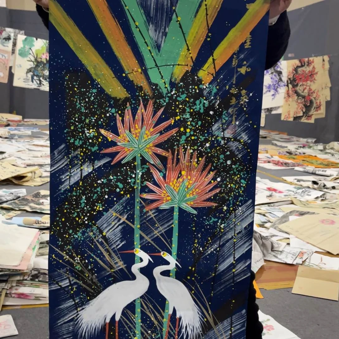 国画书法艺术作品多次绘画