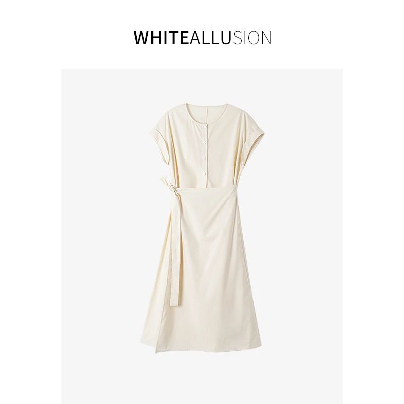 新品预热【25CS118】无袖杏色度假连衣裙