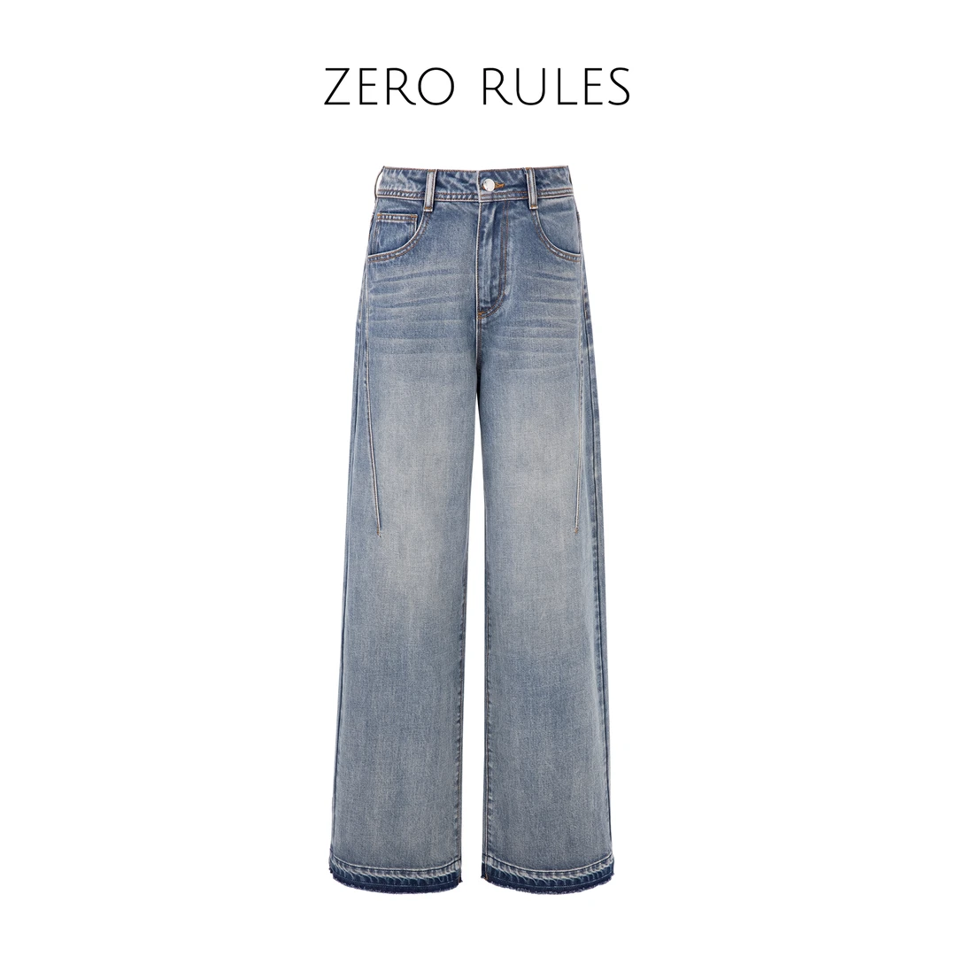 25021521【Is牛仔裤】莱赛尔天丝长绒棉 解构设计牛仔阔腿裤