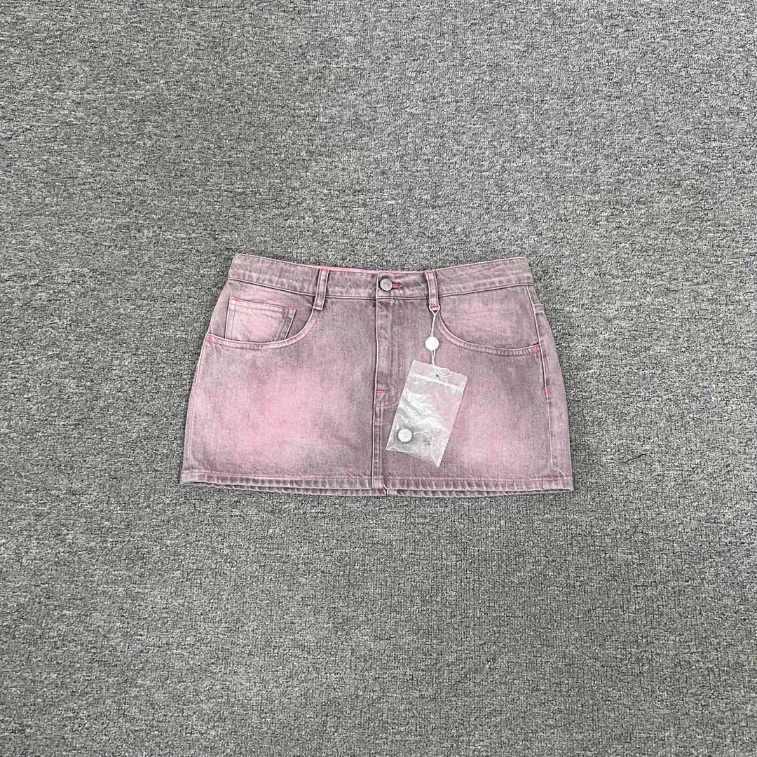 99新 Maison Margiela/梅森马吉拉 粉色 水洗 牛仔 半身裙 38码