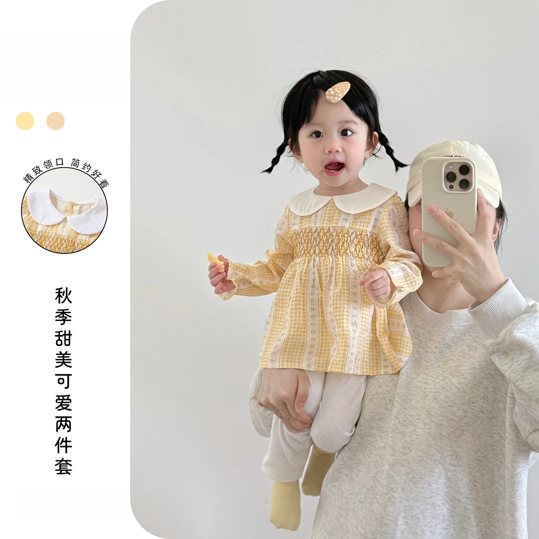 女宝宝多巴胺穿搭秋装洋气分体套装甜美上衣裤子秋季婴儿衣服新款