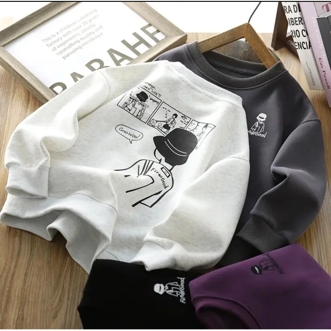 新款男童卫衣ins风常规卡通动漫套头中大童圆领春秋卫衣森系