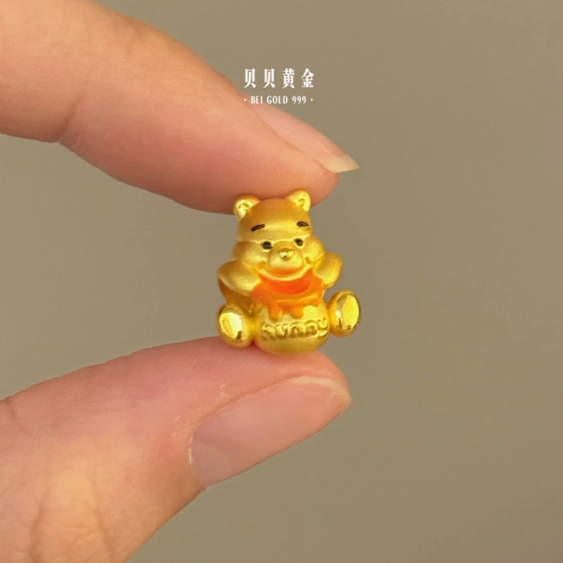 贝贝黄金 足金999 偷吃蜜罐噗噗 维尼熊 珐琅彩 转运珠 102