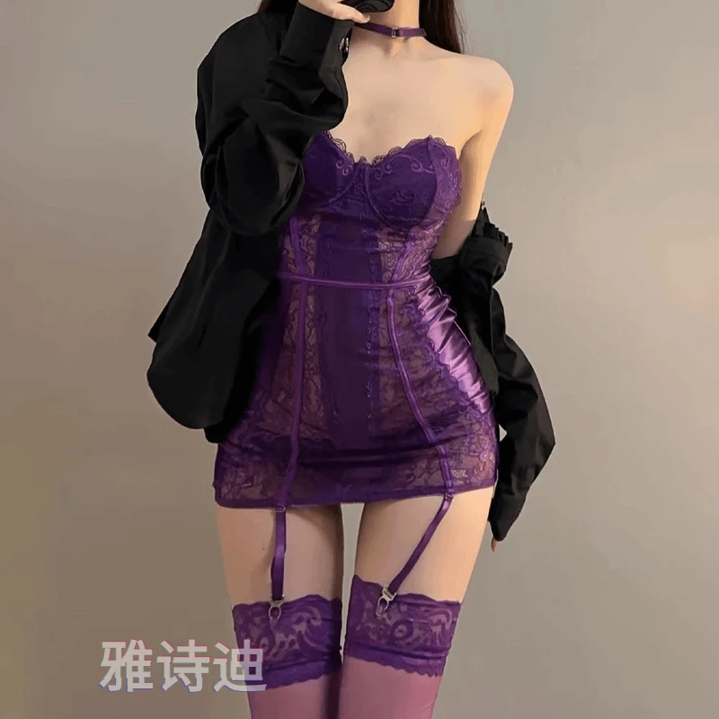 【美式辣妹】高级蕾丝气质辣妹包臀裙连体复古美式约会战袍纯欲睡裙