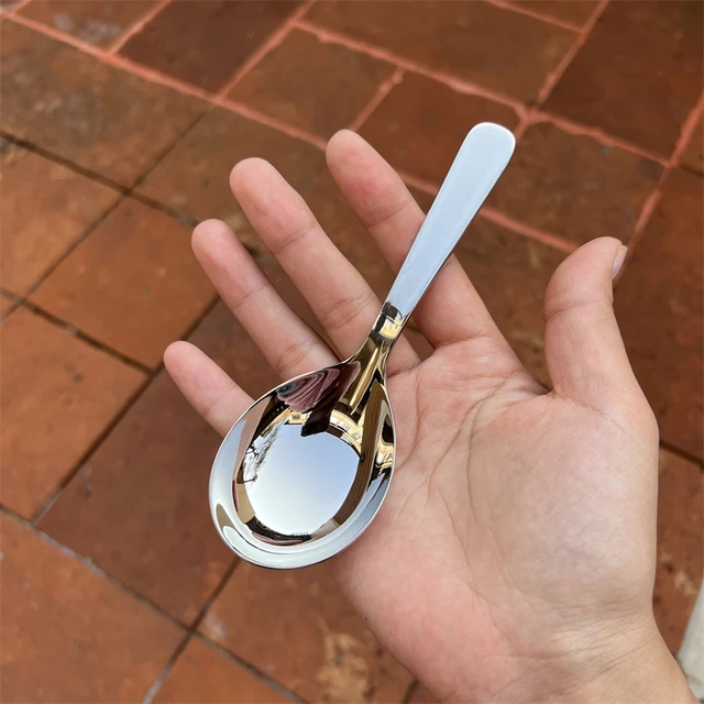 【大头短柄】304不锈钢喝汤勺家用加深大圆头吃饭勺子调羹