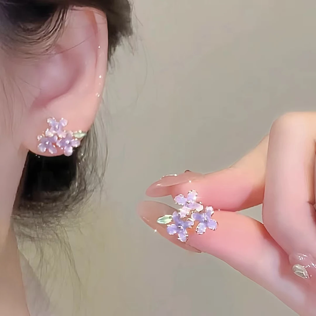 铜合金耳饰 春日来信~森系花卉小众设计高级感耳钉女优雅小巧不