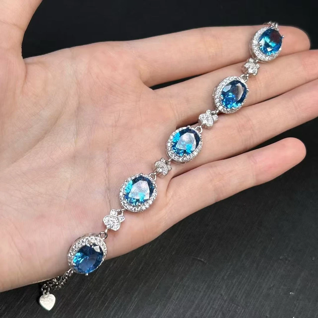 阿鲁沙-典藏高奢培育矢车菊-精工银925厚镀金手链521