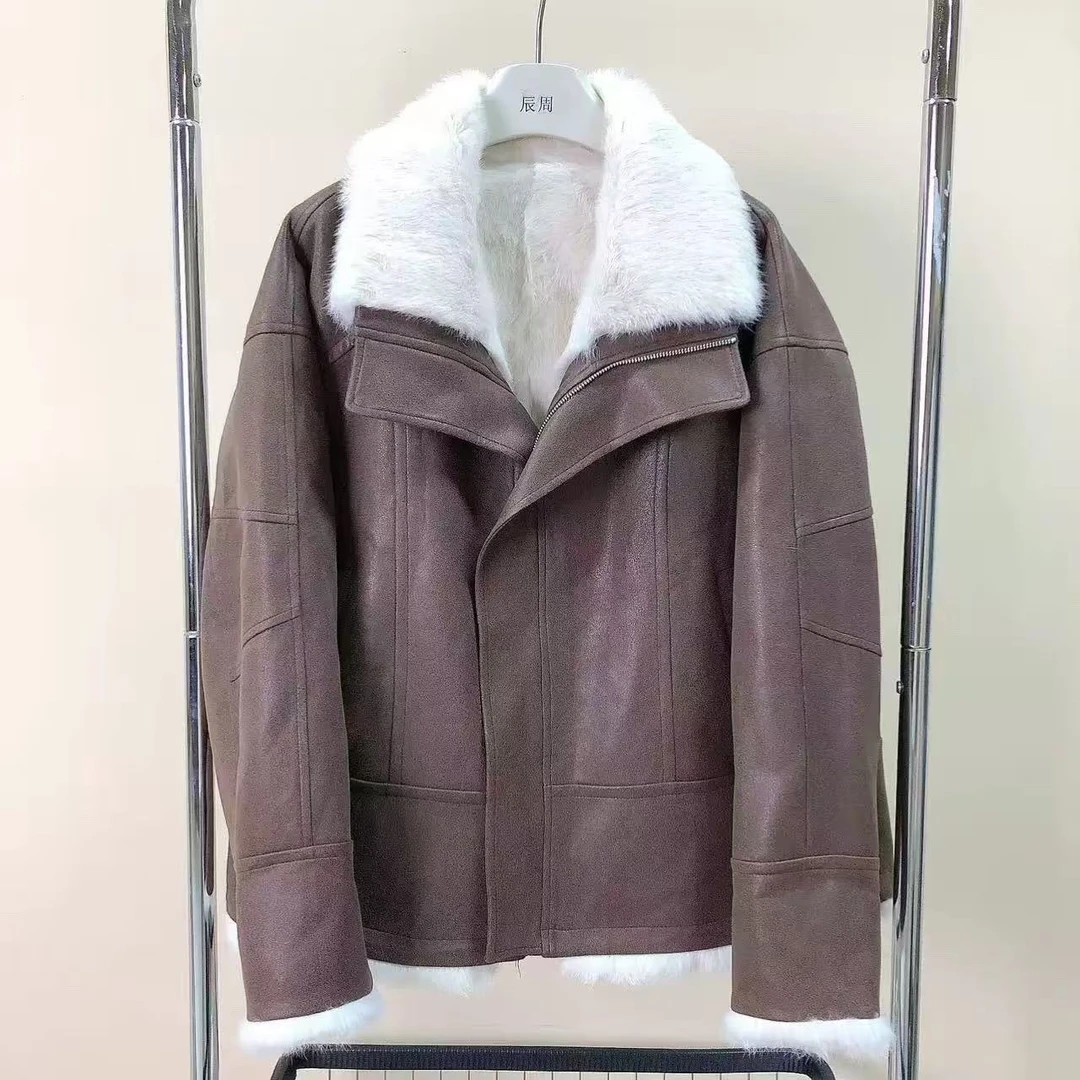 潮流兔毛短款外套秋冬冬季加厚女款