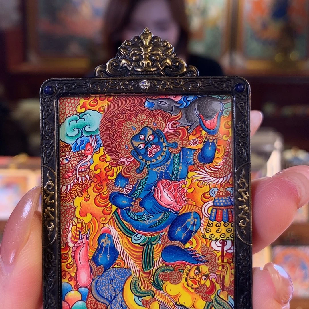 1***」吊坠热贡纯手绘唐卡黑财神