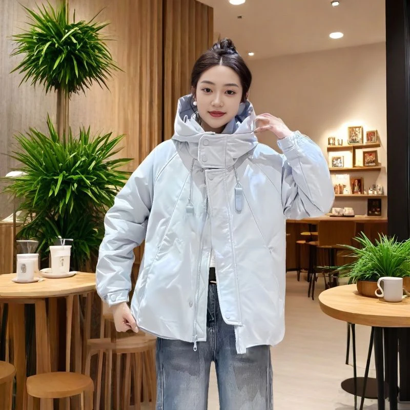 休闲冲锋衣二棉外套欧货2025短款春季宽松新款连帽夹克风衣派克服