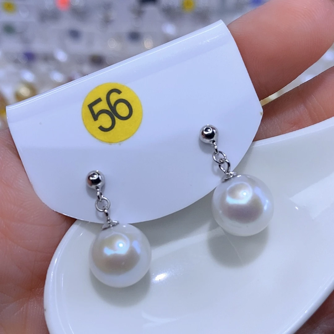 银S925镶嵌耳饰淡水珍珠