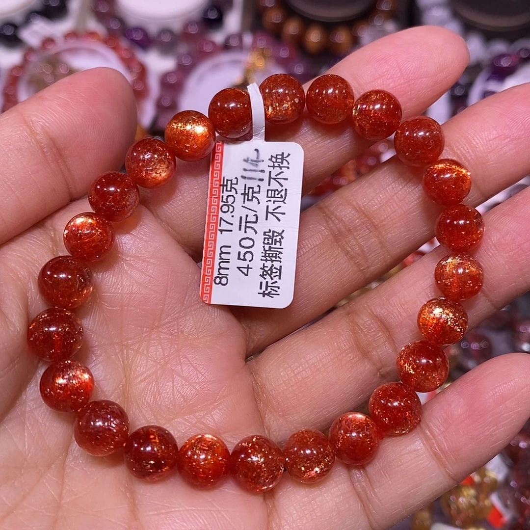 未镶嵌手链长石金太阳石8mm