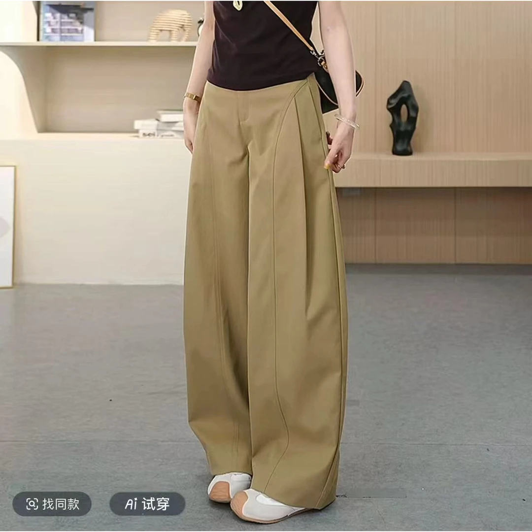 【现货+运费险】贝斯裤~潮流侧压褶阔腿裤秋季新款时尚女裤子JM8822