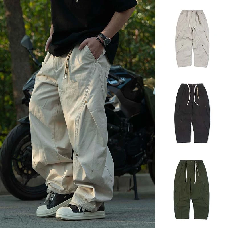 【挂绳版男女阔腿休闲裤】街潮立体裁剪百搭宽松抽绳可调休闲裤0117