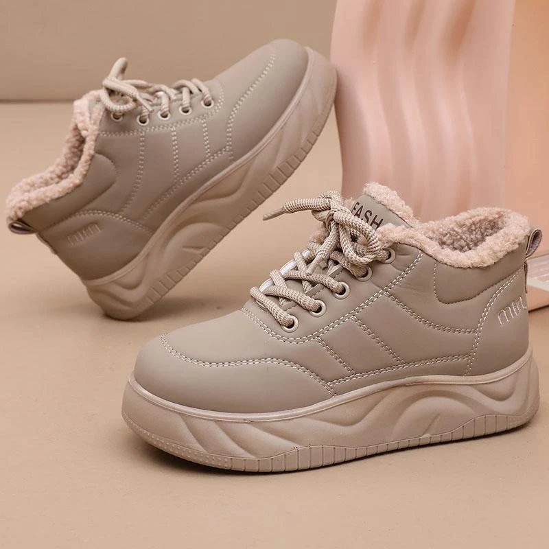 板鞋冬季爆款加绒加厚高筒女鞋子软底休闲 厚底面包鞋保暖棉鞋