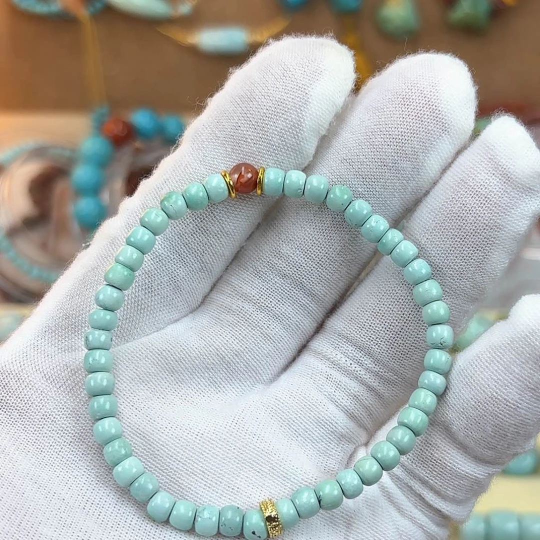 布艺绿松石手串 4.5mm