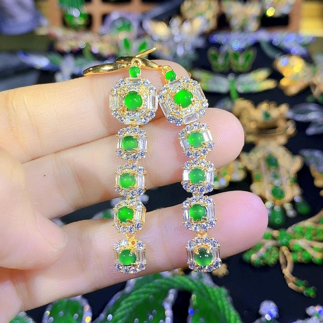 吊坠(不含链)银S925镶嵌翡翠