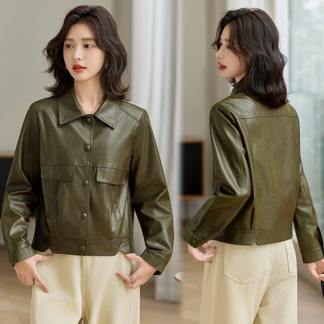 皮衣短外套女春秋新款韩版显瘦休闲时尚百搭知性风衣服夹克衫上衣