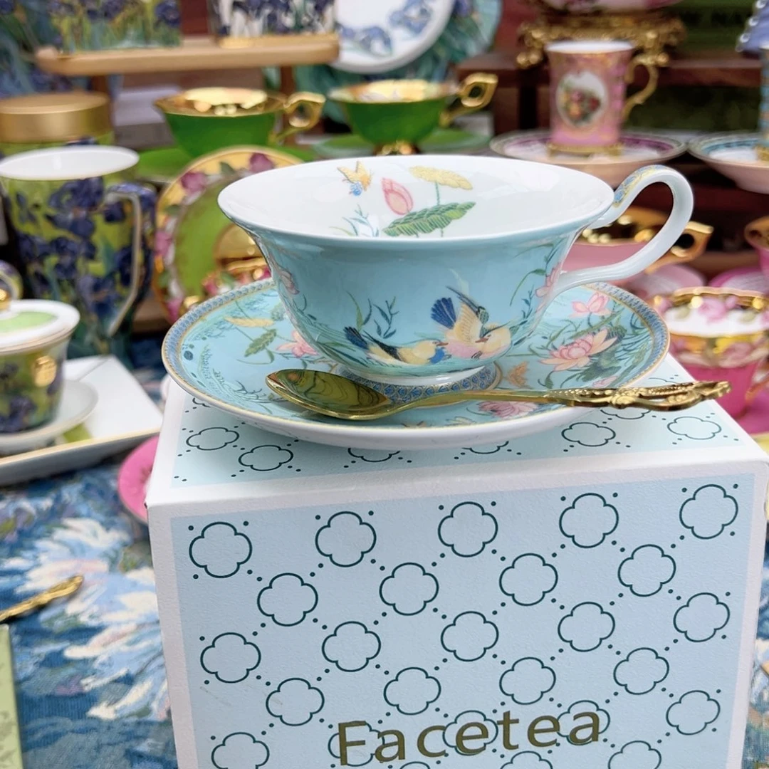 骨瓷百鸟和鸣杯碟原盒200毫升