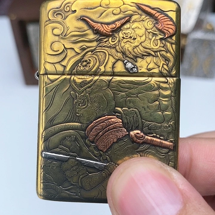 浅**夜黄铜时刻经雕工艺品