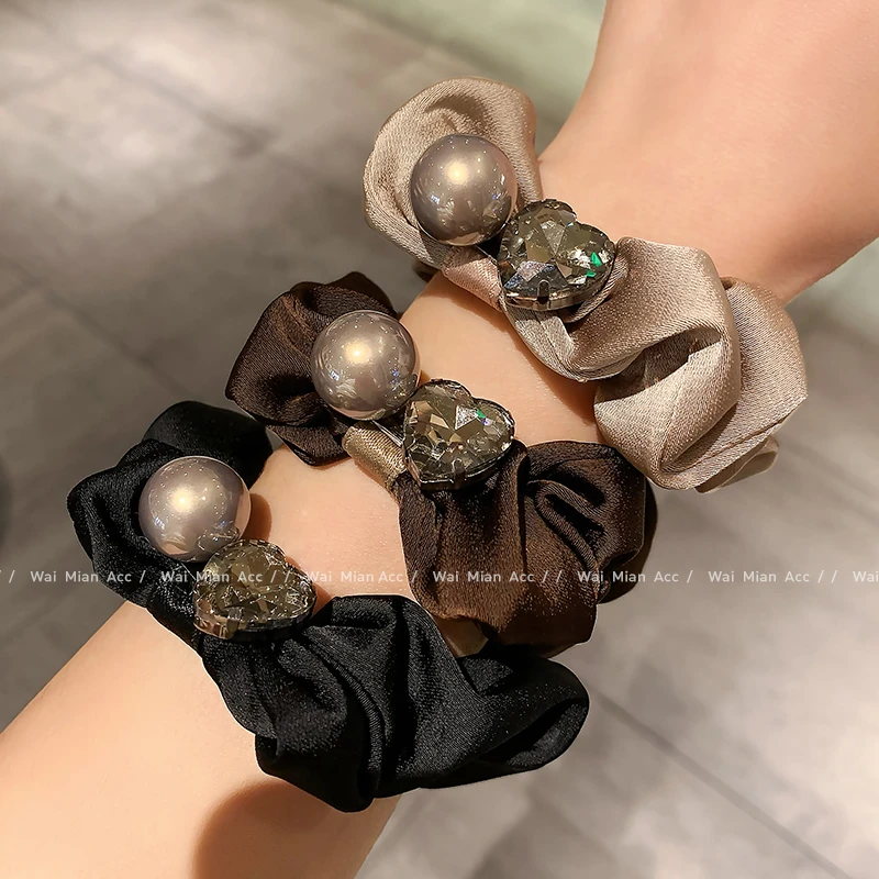 珍珠水晶大肠发圈女气质高级感丸子头皮圈扎头发发绳2025新款头饰