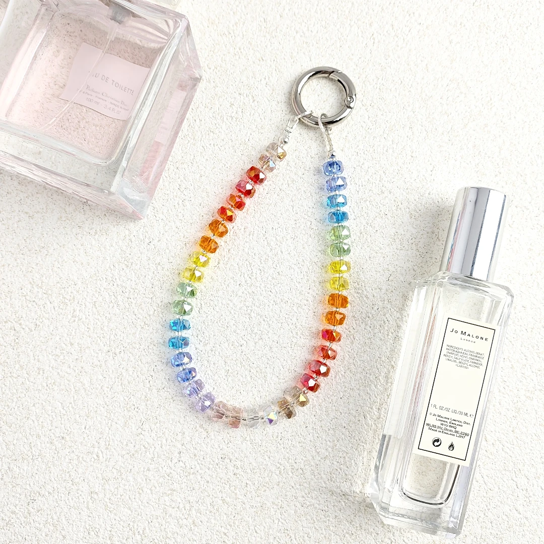 手机链手机挂件挂饰女款通用ins可拆卸防丢网红挂脖长款彩虹