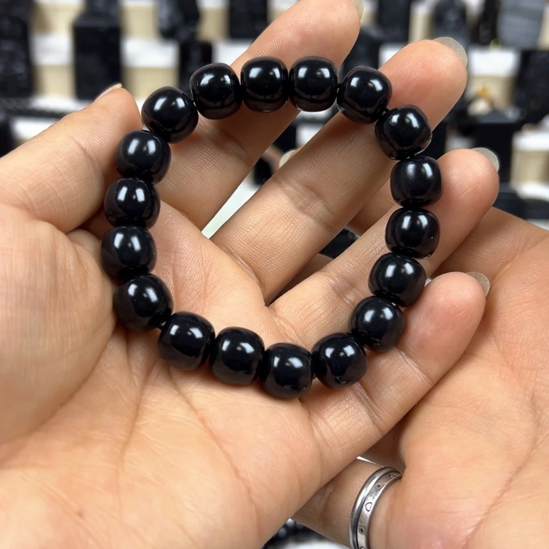 淞***说和田玉（墨玉）未镶嵌颈饰卡12老型手串