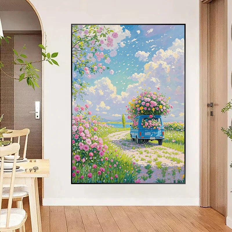Q29田园风光风景浪漫鲜花盛宴客厅餐厅背景装饰画卧室房间挂画