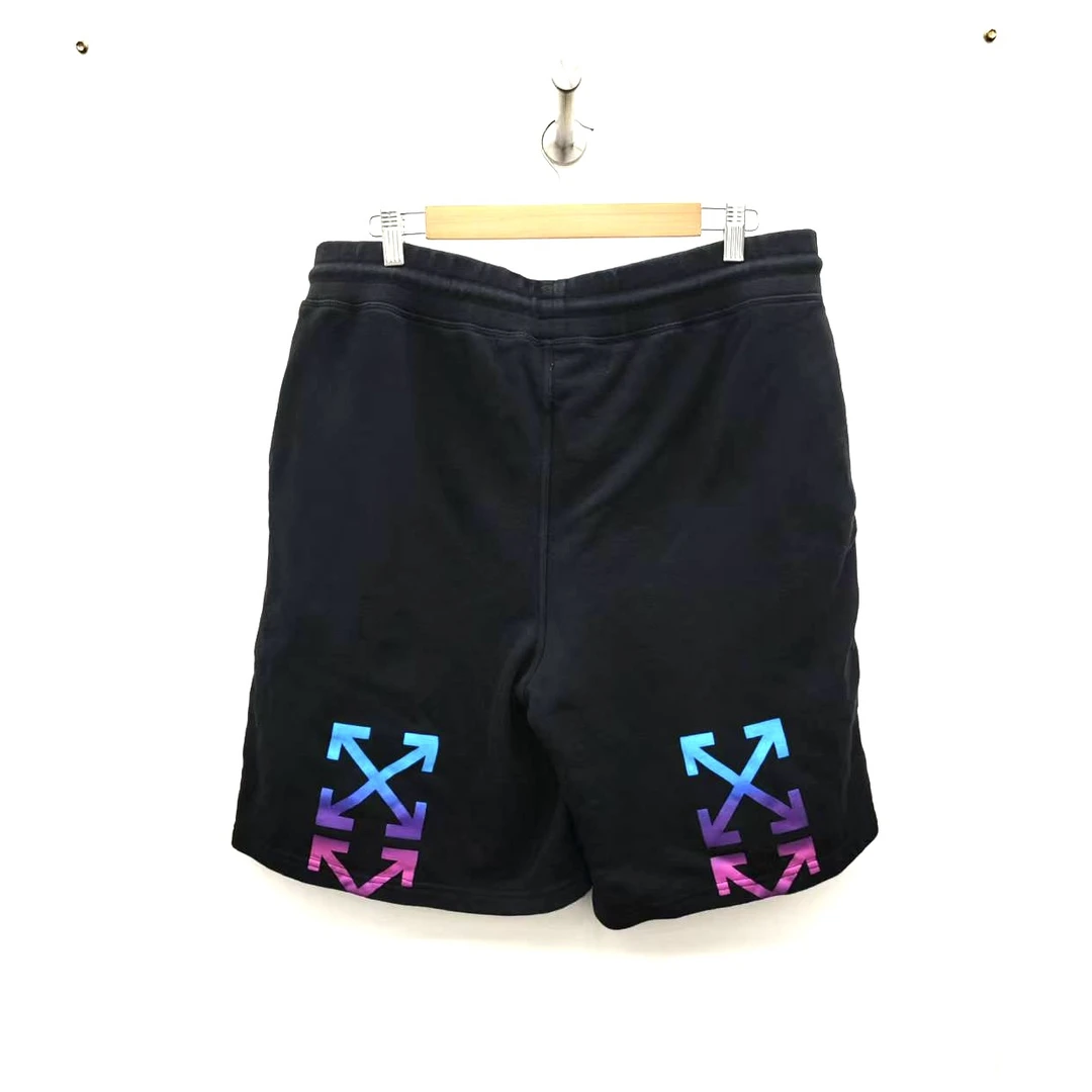 95新 OFF-WHITE 黑色彩色渐变logo短裤XL码2281
