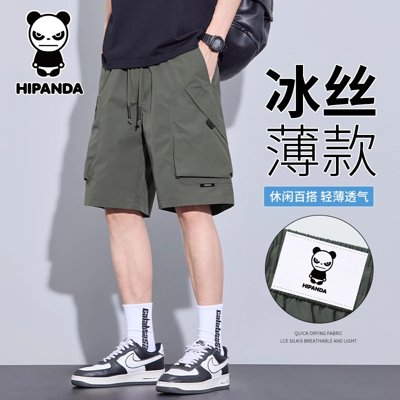 HiPanda你好熊猫工装短裤男士夏季薄款直筒宽松美式潮流五分中裤