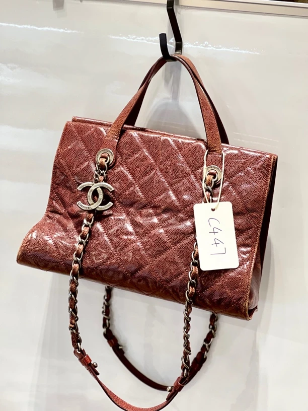 95新 Chanel/香奈儿 夏七中古/Chanel 红色tote单肩包c447