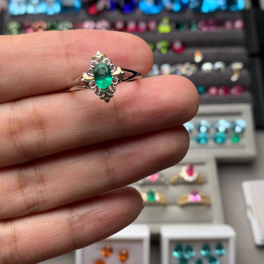 银S925镶嵌戒指祖母绿零****裤定制不退换