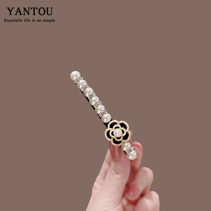 复古小香风高贵山茶花鸭嘴夹设计感气质侧边夹前额刘海碎发夹