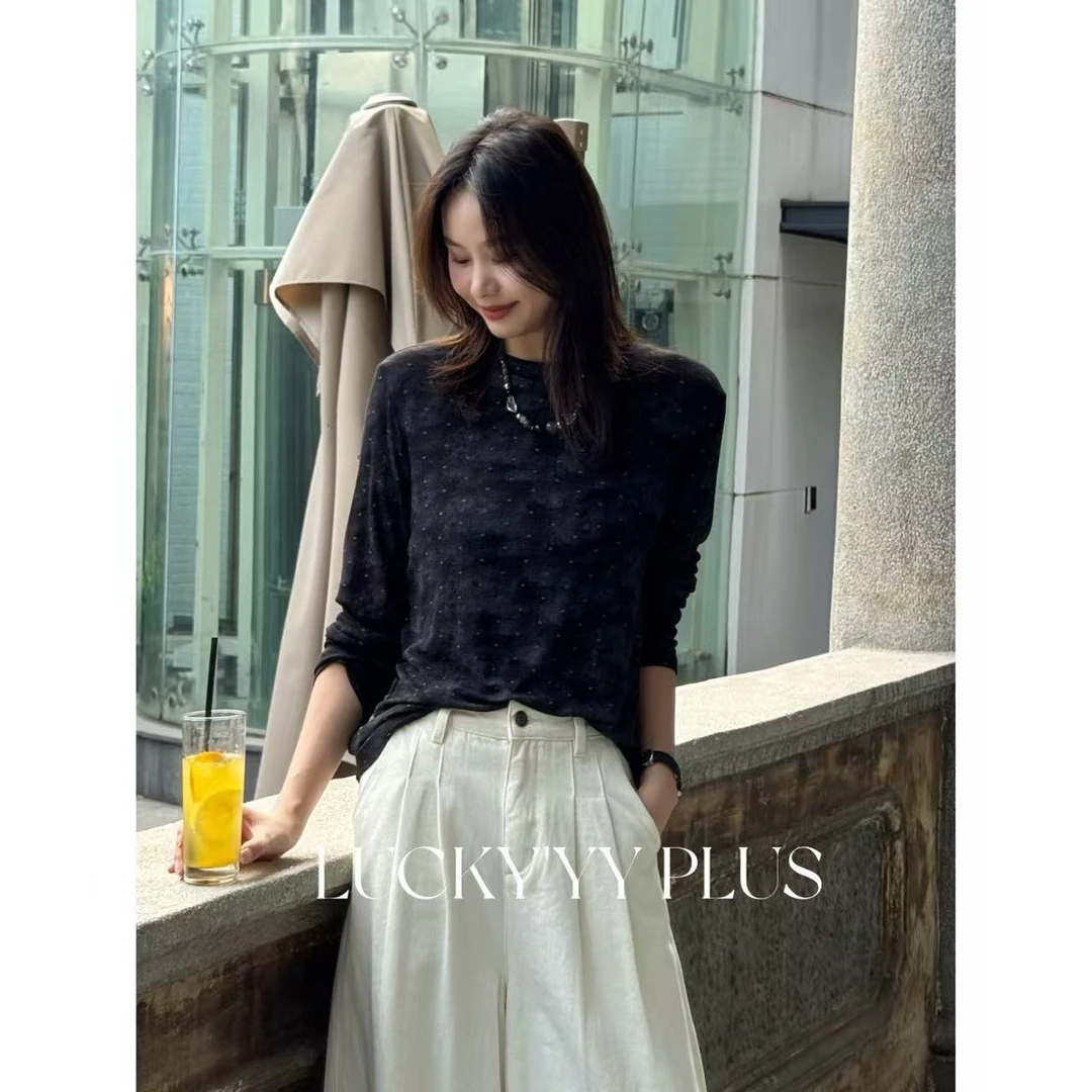 LUCKYYY 【柔雾】高品定制早秋新款扎染高弹打底衫B2003