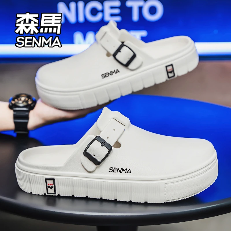 SENMA/森马包头拖男款2026夏季新款百搭外穿踩屎感厚底休闲半拖鞋