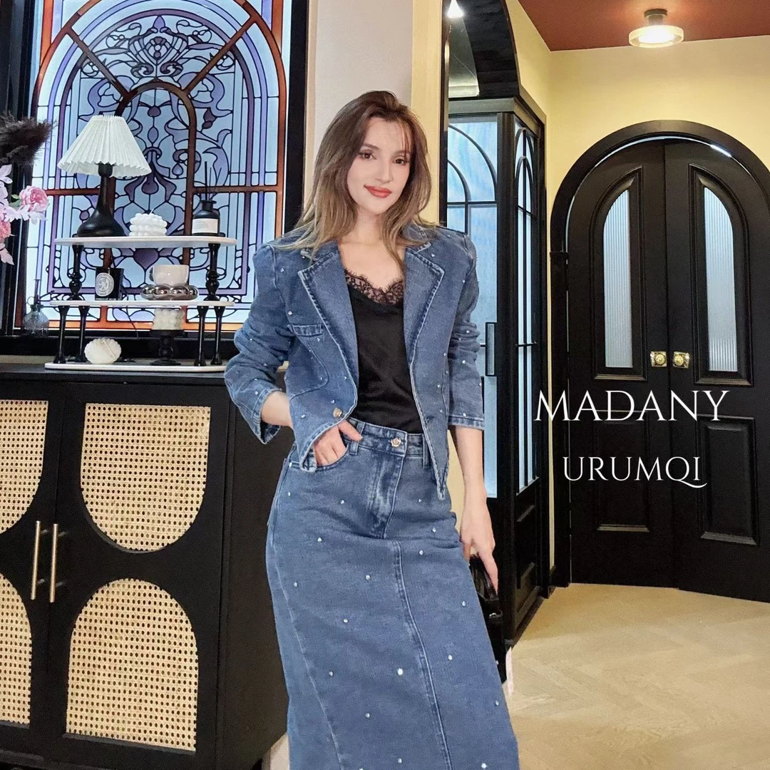 【madenyet 】新款牛仔外套+ 半身裙套装