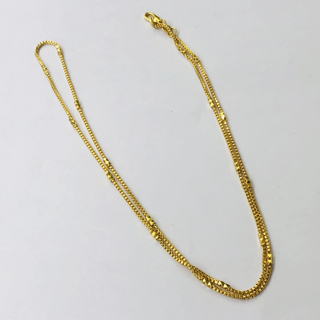 黄金足金999盒仔单链项链
