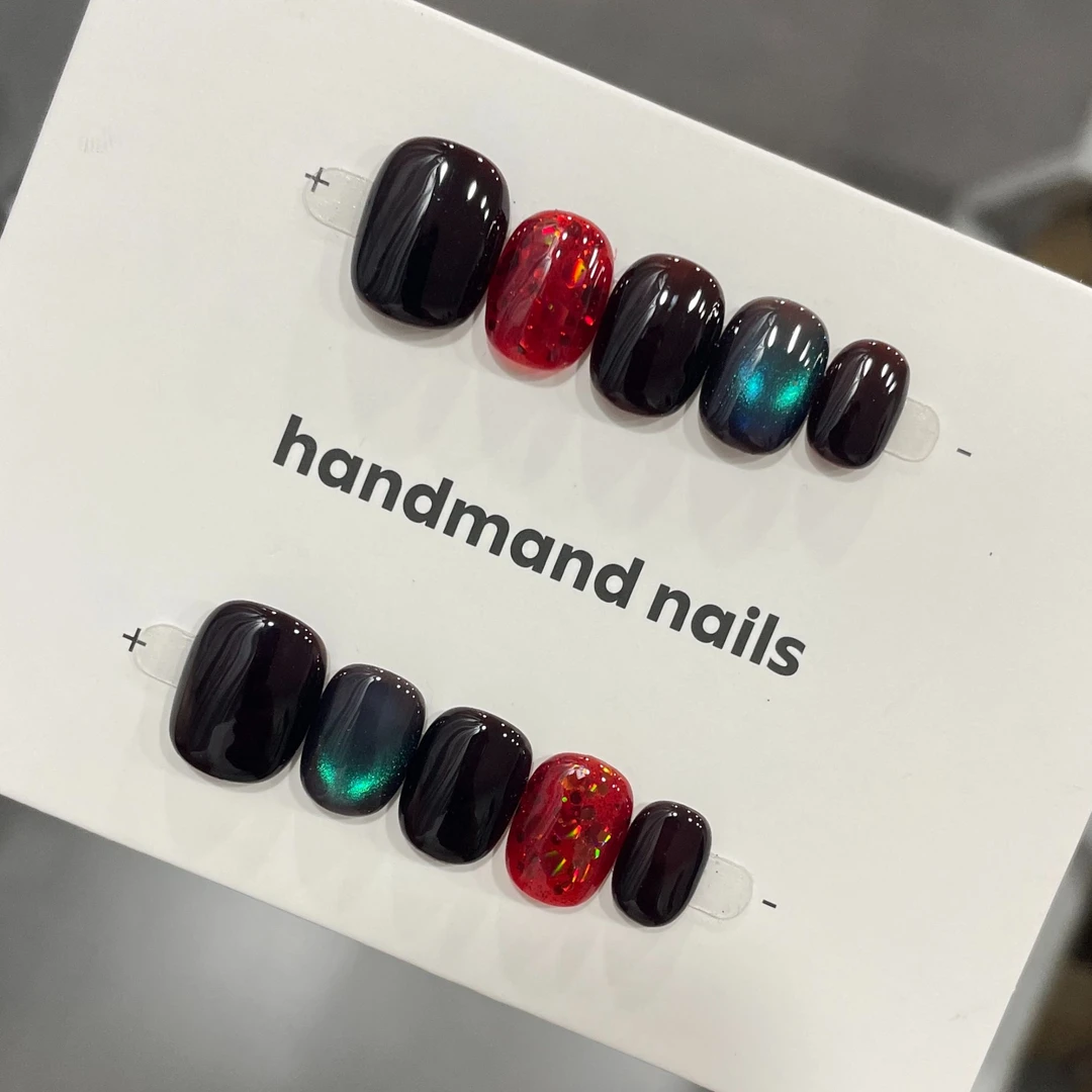 【黑巧酱】纯手工显白猫眼气质穿戴甲名媛风高级感短款美甲日常百搭