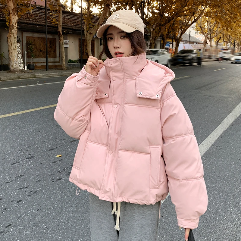 棉服女冬2024新款短款加厚连帽oversiz棉衣宽松外套【R4】ov