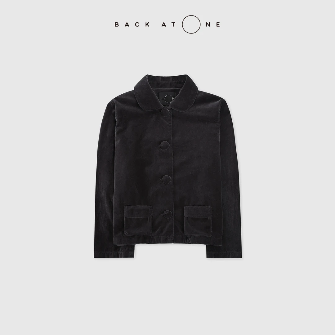 BACKATONE“柔芒辉映”平绒包扣复古精致长袖外套 BFF-1BS445Q-K