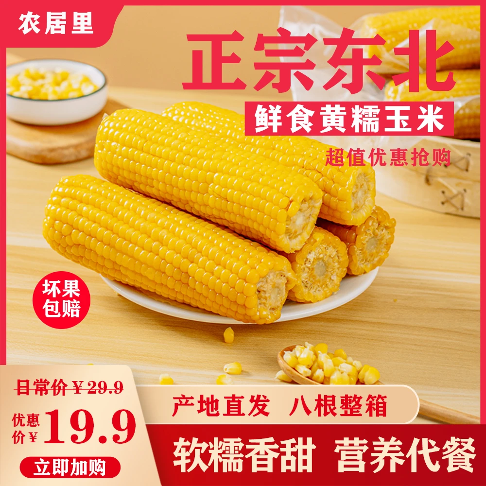 东北黄糯玉米整根大棒真空包装软糯香甜营养代餐